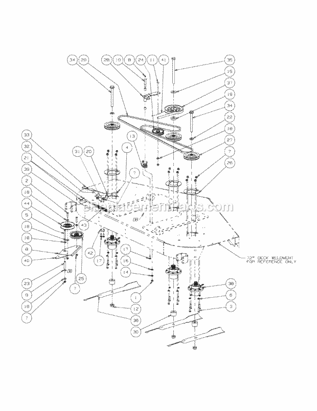 Fabricated Deck Spindle Assembly Diagram and Parts List for M72-KW 53AI8CTZ750-37HP-OHV Cub Cadet Lawn Tractor